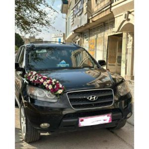 گل آرایی ماشین عروس سانتافه تزیین با گل های طبیعی 5235